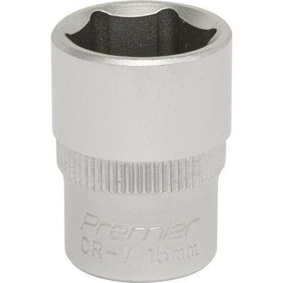 High-Quality 15mm Forged Steel Drive Socket3/8 Inch Chrome Vanadium Tool from B&Q