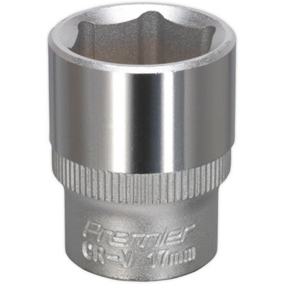 17mm Forged Steel Drive Socket With 3/8 Inch Square DriveDurable Chrome Vanadium Tool