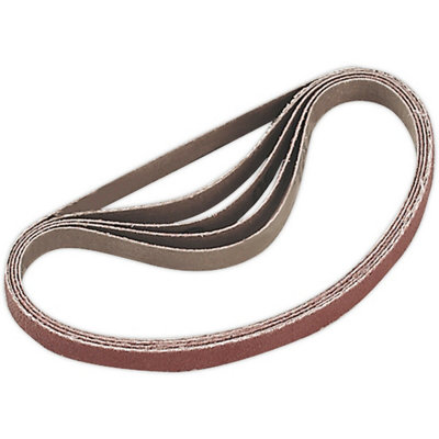 5 Pack Of 10mm X 330mm 80 Grit Sanding BeltsAluminium Oxide For Detail Sanding from B&Q