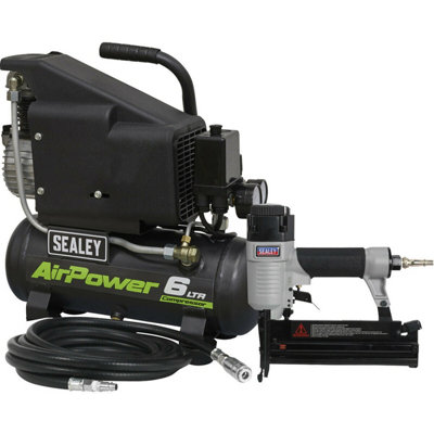 Versatile Air Nail Staple Gun And Compressor Kit With 5M Hose And Quick Release Coupling
