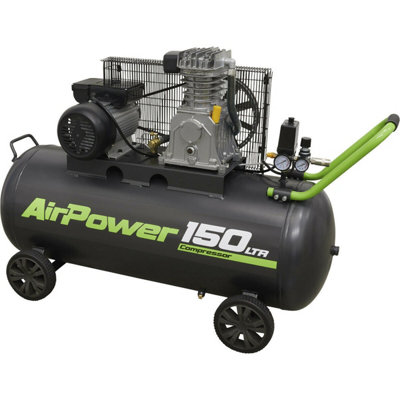 150 Litre Mobile Belt Drive Air Compressor3Hp MotorQuick Release Coupling from B&Q