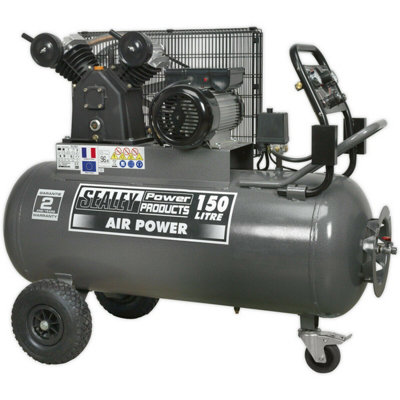 150 Litre Belt Drive Air CompressorFront Control Panel3Hp Electric Motor from B&Q
