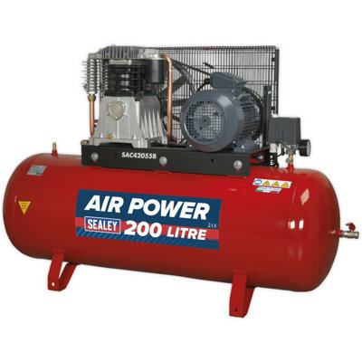 200 Litre 5.5Hp 3-Phase Belt Drive Air Compressor With 2-Stage Pump System from B&Q