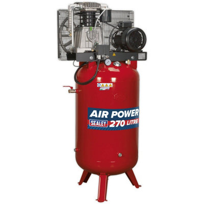 270 Litre Vertical Belt Drive Air Compressor2-Stage Pump7.5Hp Motor from B&Q