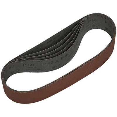 5 Pack Of 50mm X 686mm Sanding Belts80 Grit Aluminium Oxide For Superior Finishing from B&Q