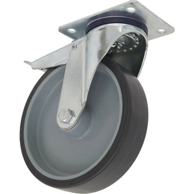 100mm Thermoplastic Swivel Castor Wheel With Total Lock For Heavy-Duty Use from B&Q