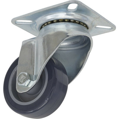 B&Q 50Mm Swivel Plate Castor Wheel - 19Mm Tread - Hard Pp & Pu Material - Offset