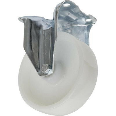 B&Q Durable 125Mm Fixed Plate Castor Wheel With Non-Marking Polyamide Tread