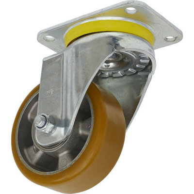 125mm Heavy-Duty Swivel Plate Castor Wheel With Non-Marking Aluminium And Pu Tread from B&Q