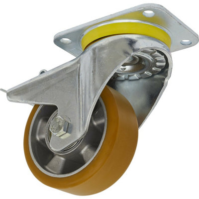 125mm Heavy-Duty Swivel Plate Castor Wheel With Total Lock Brake from B&Q