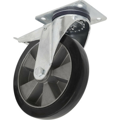  - Durable 200mm Heavy Duty Rubber Castor Wheel With Total Lock Brake