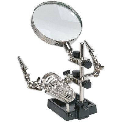 B&Q Mini Robot Helping Hands With 90Mm Magnifier & Soldering Iron Stand Clips Holder