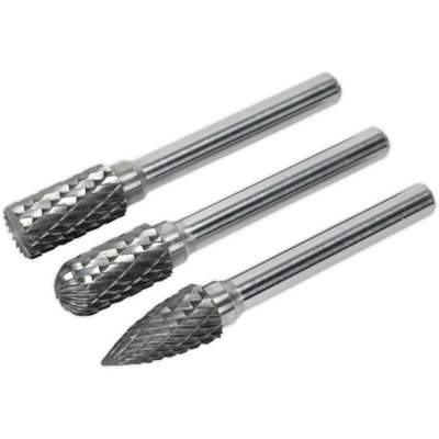 10mm Tungsten Carbide Rotary Burr Bits Set3 Pack With Varied Cutting Heads For Metal Work from B&Q