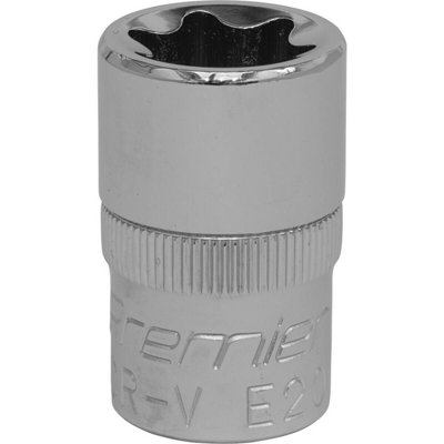 B&Q Premium E20 Trx Star Socket Bit - 1/2" Drive With Knurled Grip For Enhanced Control