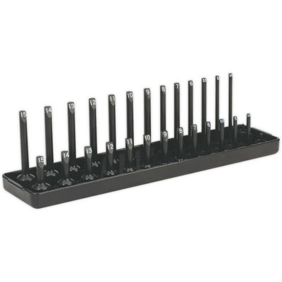 230mm 1/4 Inch Square Drive Socket Holder For 28 BitsMetric Standard & Deep Sockets