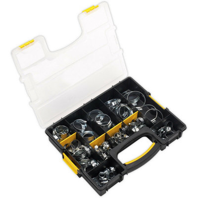 85 Pc Zinc Plated Hose Clip Assortment8mm To 57mmExternal Pressed Threads