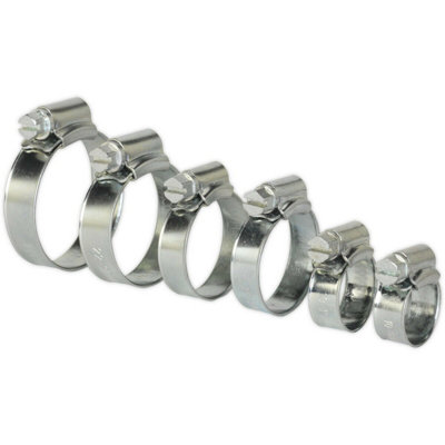 30 Pc Zinc Plated Hose Clip Assortment8mm To 29mmExternal Pressed Threads from B&Q