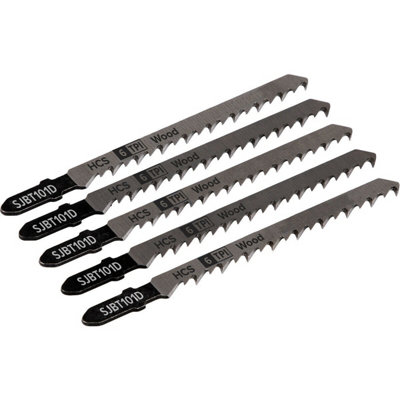 5 Pack Of 100mm Hardwood Jigsaw Blades6 Tpi Precision Cutting Set from B&Q