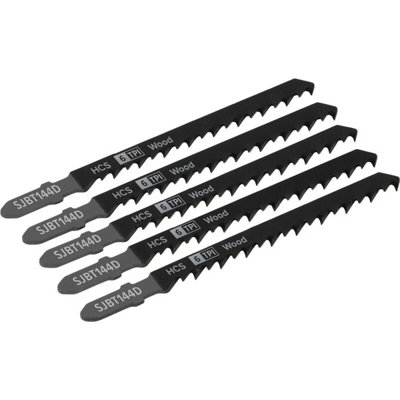 5 Pack Of 100mm High Carbon Wood Jigsaw Blades With 6 Tpi Precision Cut from B&Q