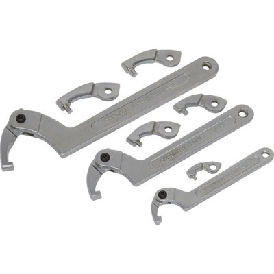 11 PackAdjustable C Spanner SetHook & Pin Retaining Ring Hinged Arm Wrench from B&Q