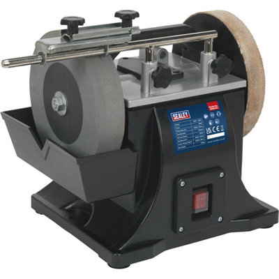 B&Q 200Mm Wet Stone Sharpener With Honing Wheel And Water Trough For Hss Tools