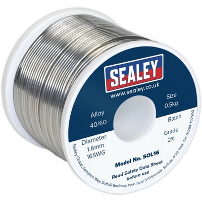 0.5Kg Quick Flow Solder Wire For Precision Soldering1.6mm 16Swg Tin/lead Ratio 40/60 from B&Q
