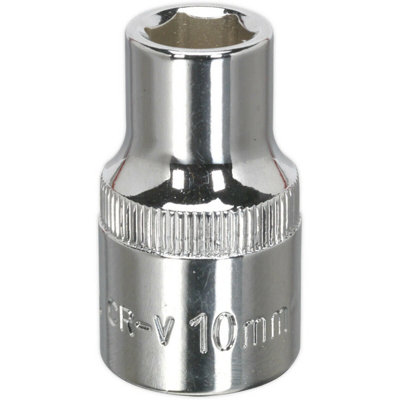 10mm Polished Chrome Vanadium Drive Socket1/2 Inch Square Drive from B&Q