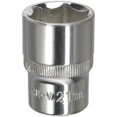 Premium 21mm Forged Steel Drive Socket1/2 Inch Square Drive With Polished Chrome Finish from B&Q