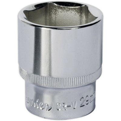 29mm Polished Chrome Vanadium Drive Socket1/2" Square Drive Tool from B&Q