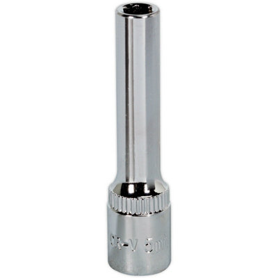 Premium 5mm Forged Steel Deep Drive Socket With Polished Chrome Finish