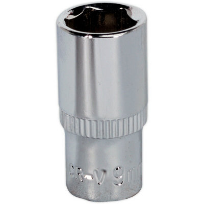 Premium 9mm Forged Steel Drive Socket With Polished Chrome Finish