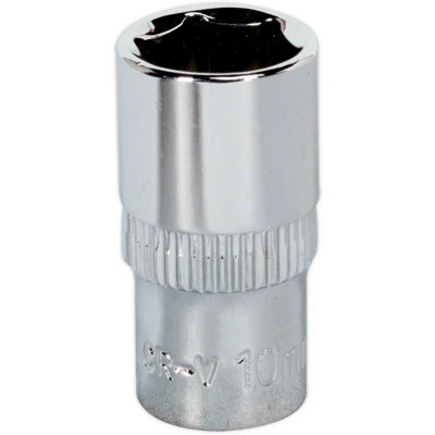 10mm Chrome Vanadium Forged Steel Drive Socket1/4" Square Drive Tool from B&Q