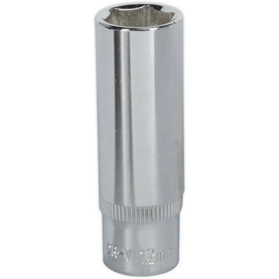 High-Quality 12mm Deep Drive Socket1/4" Chrome Vanadium Tool from B&Q