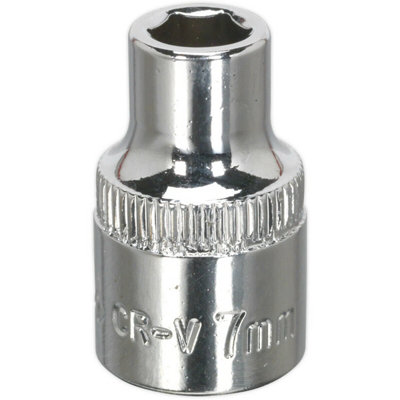 7mm Forged Steel Drive Socket3/8" Square Drive With Polished Chrome Finish from B&Q