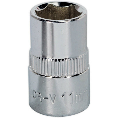 Premium 11mm Forged Steel Drive Socket With Polished Chrome Finish