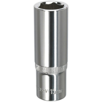 Premium 15mm Deep Drive Socket3/8" Chrome Vanadium Steel from B&Q