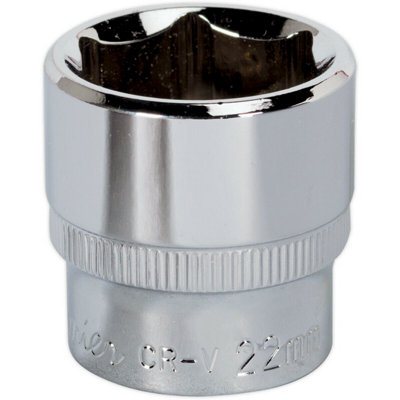 22mm Polished Chrome Vanadium Drive SocketDurable Forged Steel Construction from B&Q
