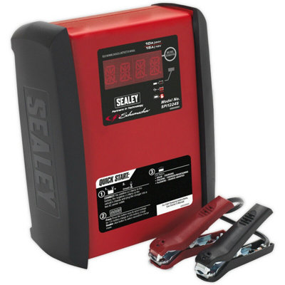 B&Q Premium Intelligent Speed Battery Charger - 15A / 10A & 12V / 24V - 230V Supply