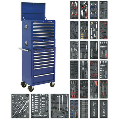 Comprehensive 14 Drawer Tool Chest Bundle1179 Piece Professional Tool Kit In Blue from B&Q