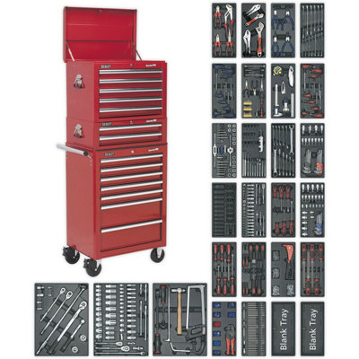 Comprehensive 1179 Piece Tool Kit With 14 Drawer Topchest And Rollcab In Red from B&Q