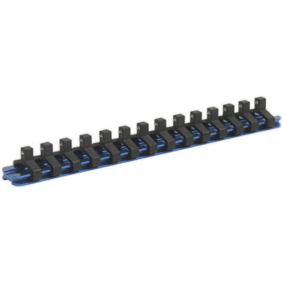 B&Q Durable 1/4 Inch Square Drive Bit Holder With 14 Socket Capacity And Retaining Rail Storage