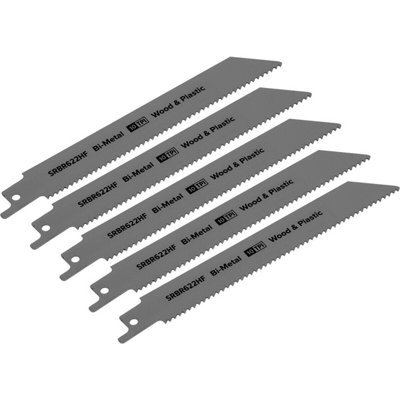 5 Pack Bi-Metal Reciprocating Saw Blades150mm10 Tpi For Efficient Cutting from B&Q
