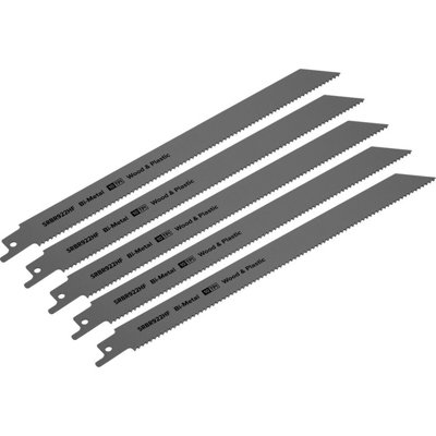 5 Pack 230mm Bi-Metal Reciprocating Saw Blades For Wood And Plastic Cutting from B&Q