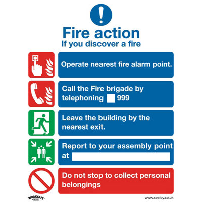 10 Pack Fire Action No Lift Safety SignsDurable Rigid Plastic 200X250mm from B&Q