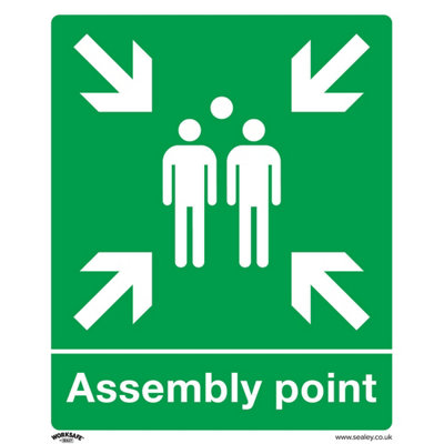 1X Rigid Plastic Assembly Point Health & Safety Sign 250X300mm from B&Q