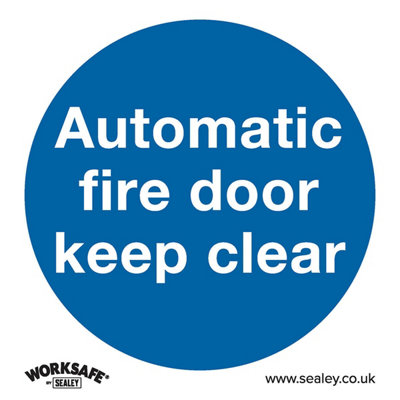 Automatic Fire Door Keep Clear Safety SignRigid Plastic 80mm X 80mm For Workplace Safety from B&Q