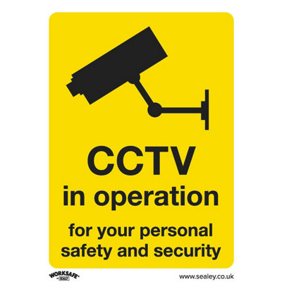 Cctv In Operation Safety SignRigid Plastic Warning Sign 75 X 100mm from B&Q