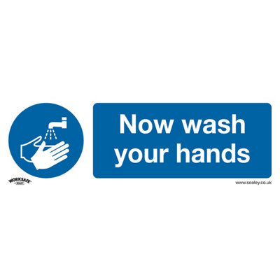 10 Pack Of Now Wash Your Hands Health & Safety SignsDurable Rigid Plastic 300 X 100mm from B&Q