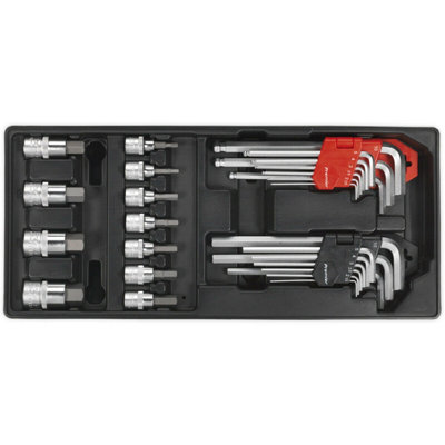  - 29 Piece Premium Hex Key And Socket Bit Set With Modular Tool Tray For Professionals