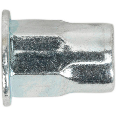B&Q 50 Pack M6 X 1Mm Half Hex Threaded Insert Rivet Nuts - Standard Flange Head